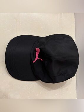 Puma Black Hat with Pink Logo